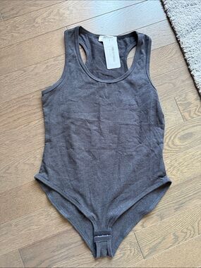 Zenana Dark Gray Racerback Bodysuit